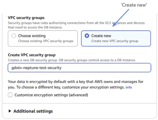 You should create a new VPC security group and give it a name.
