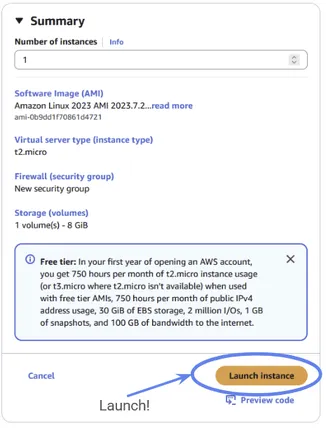 You are now ready to launch your EC2 instance.