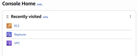 You can access various Amazon Web Services from the ‘recent’ section on the console home page.