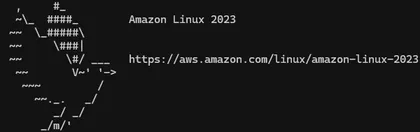 A welcome message indicating successful connection to the EC2 instance over ssh.