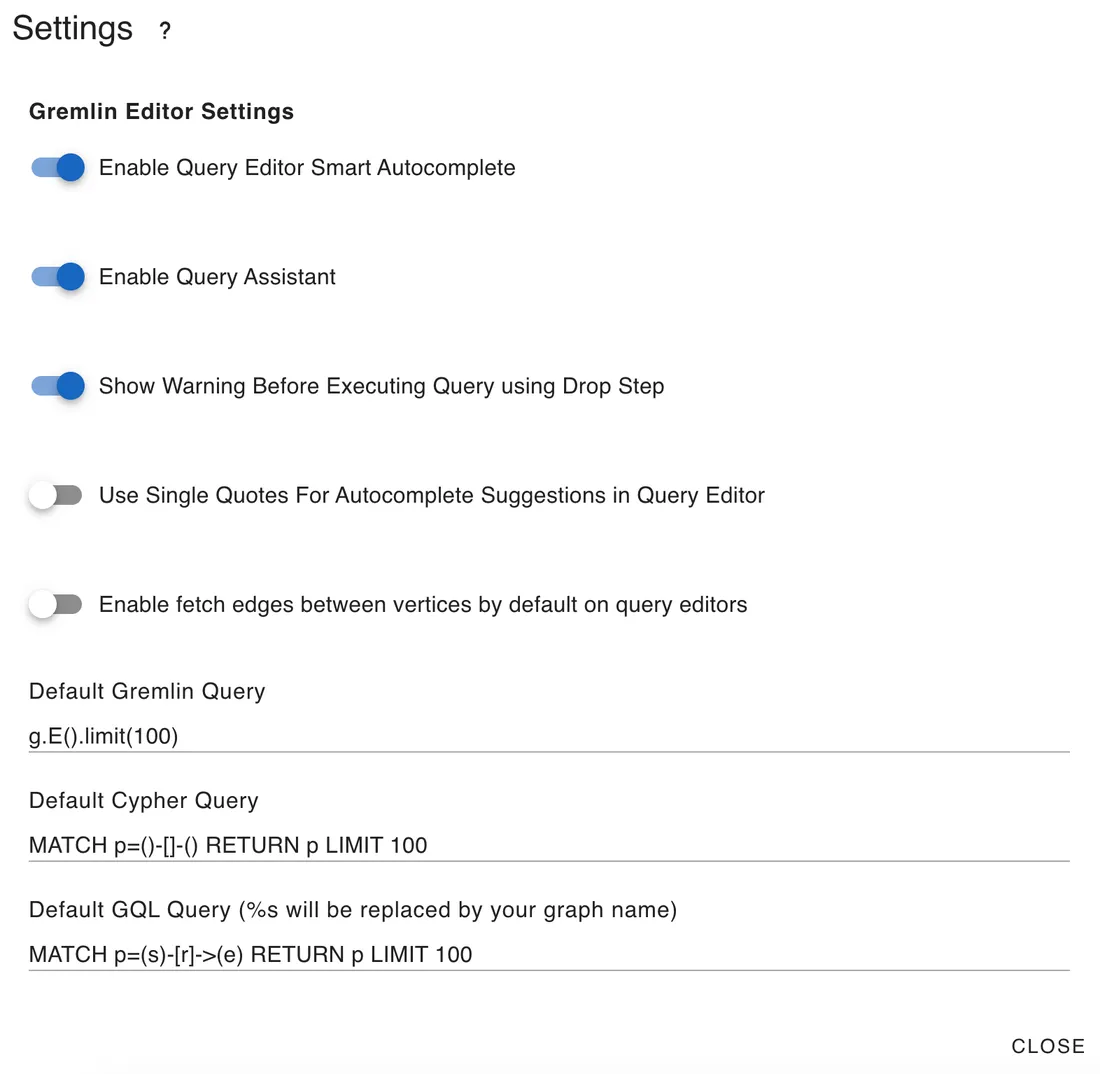 The old settings display screen on gdotv