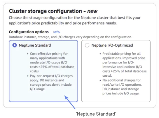 Select your cluster storage configuration - just set it to Neptune Standard.
