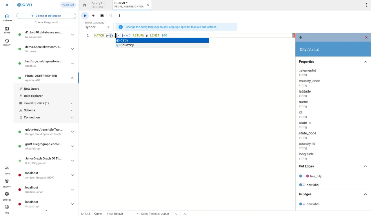 Cypher Schema-Aware Autocomplete for Apache AGE