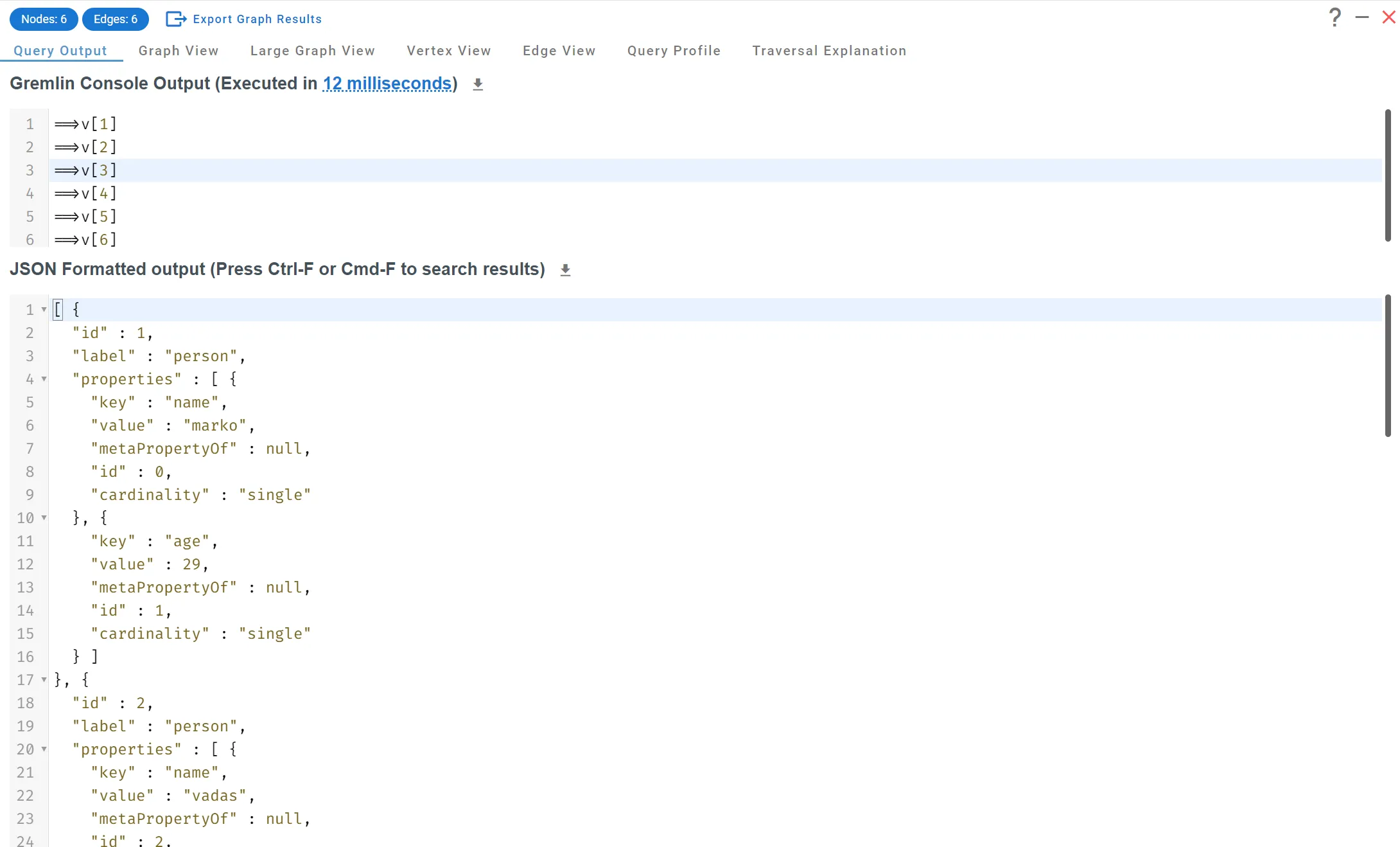 Query Output View