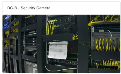 A data center security camera view on a dashboard using gdotv