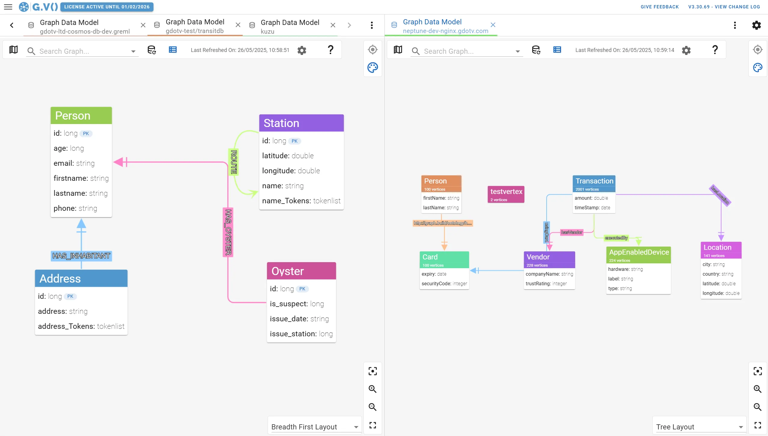 Explore and visualize your up-to-date graph database schema in gdotv by following these 2 quick steps