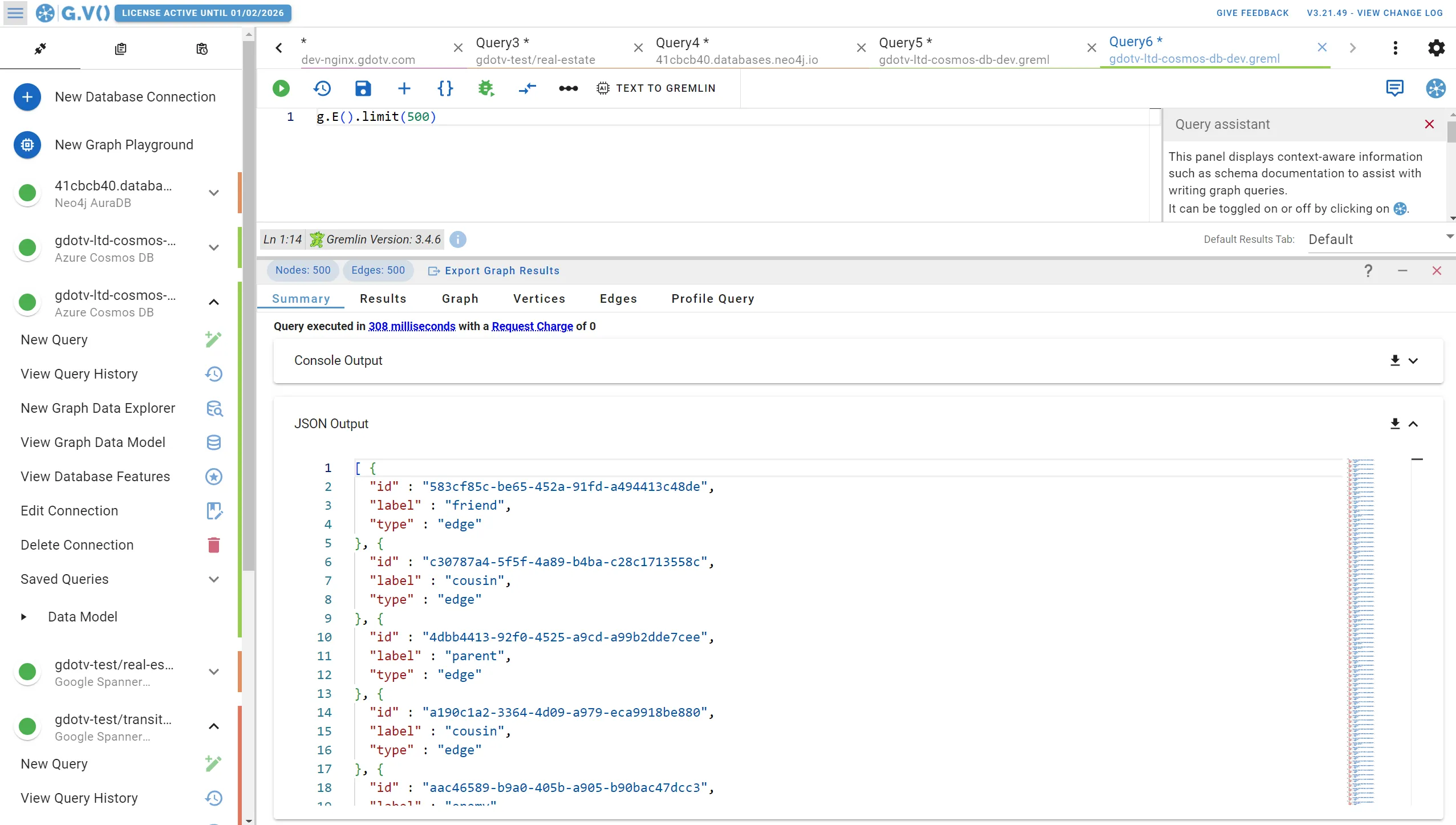 gdotv json results view