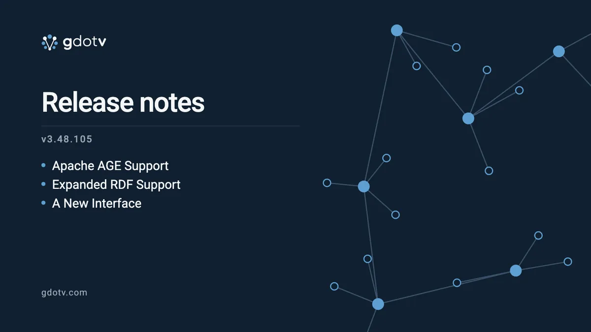 gdotv release notes v3.48.105: Apache AGE Support, Expanded RDF Support, A New Interface
