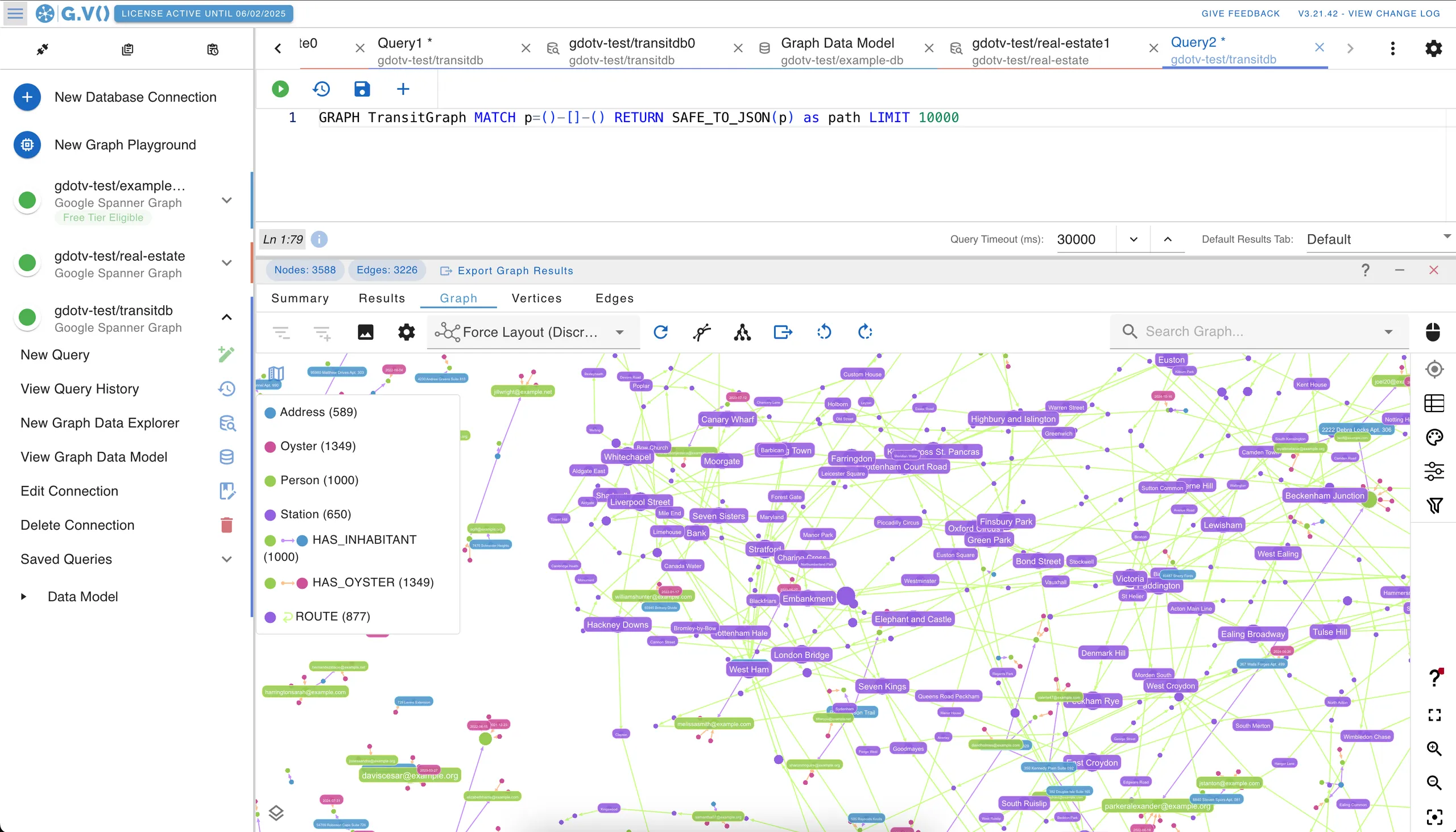 Graph visualization of Google Cloud Spanner Graph query results
