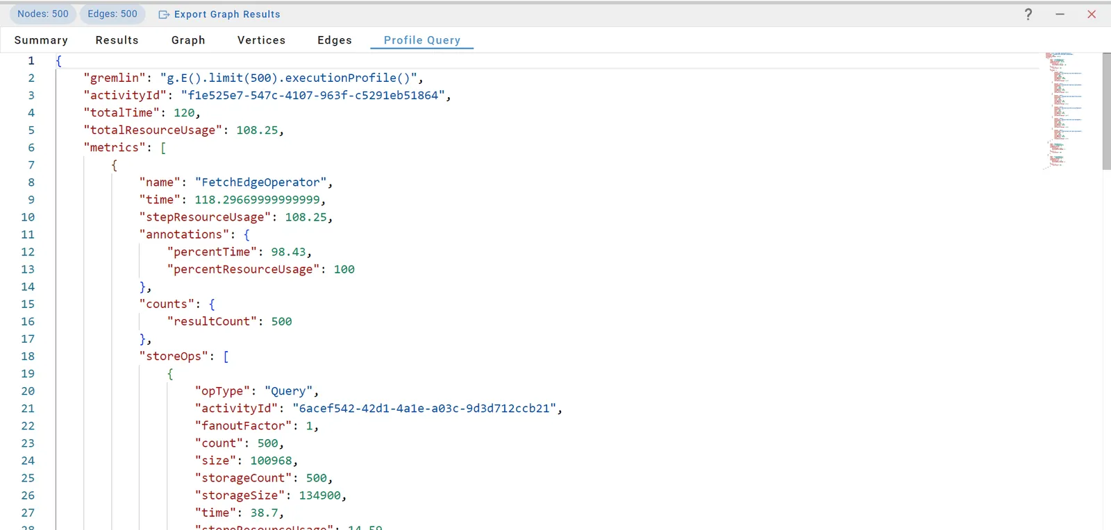 Viewing raw JSON query results on gdotv