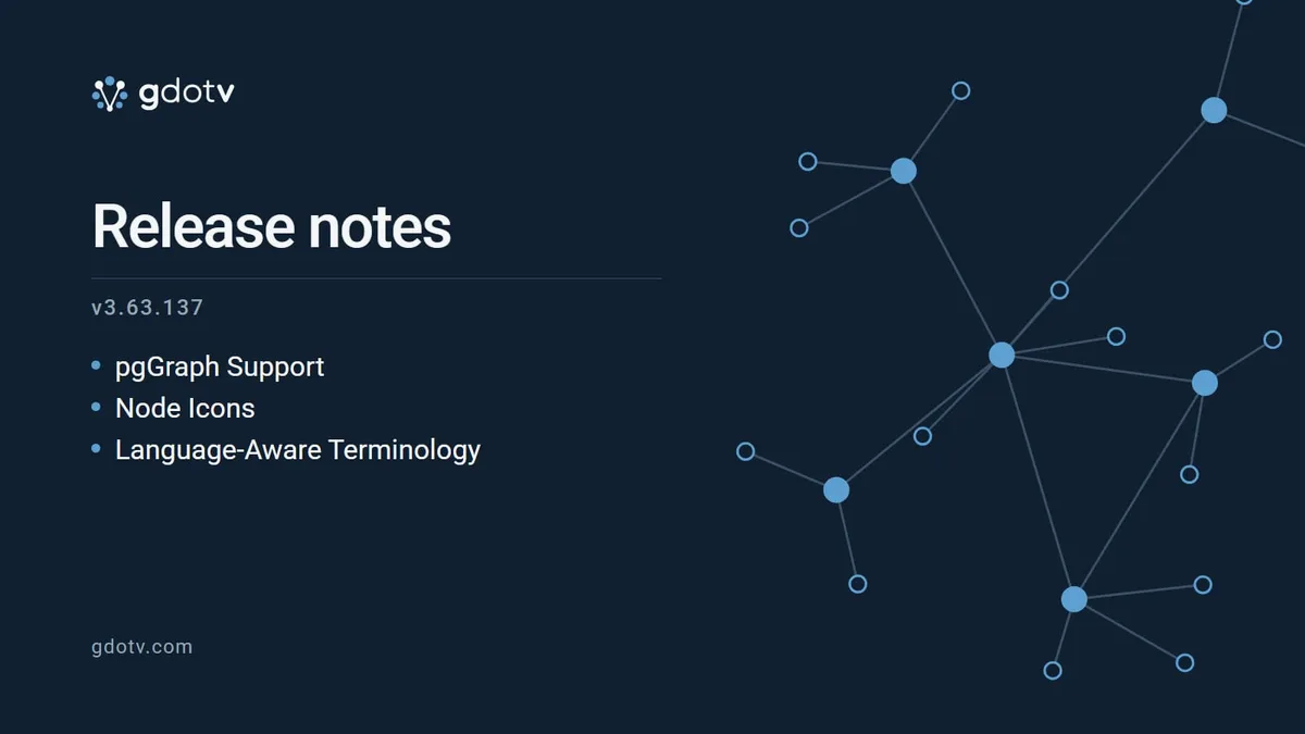 gdotv release notes v3.63.137: pgGraph Support, Node Icons, Language-Aware Terminology