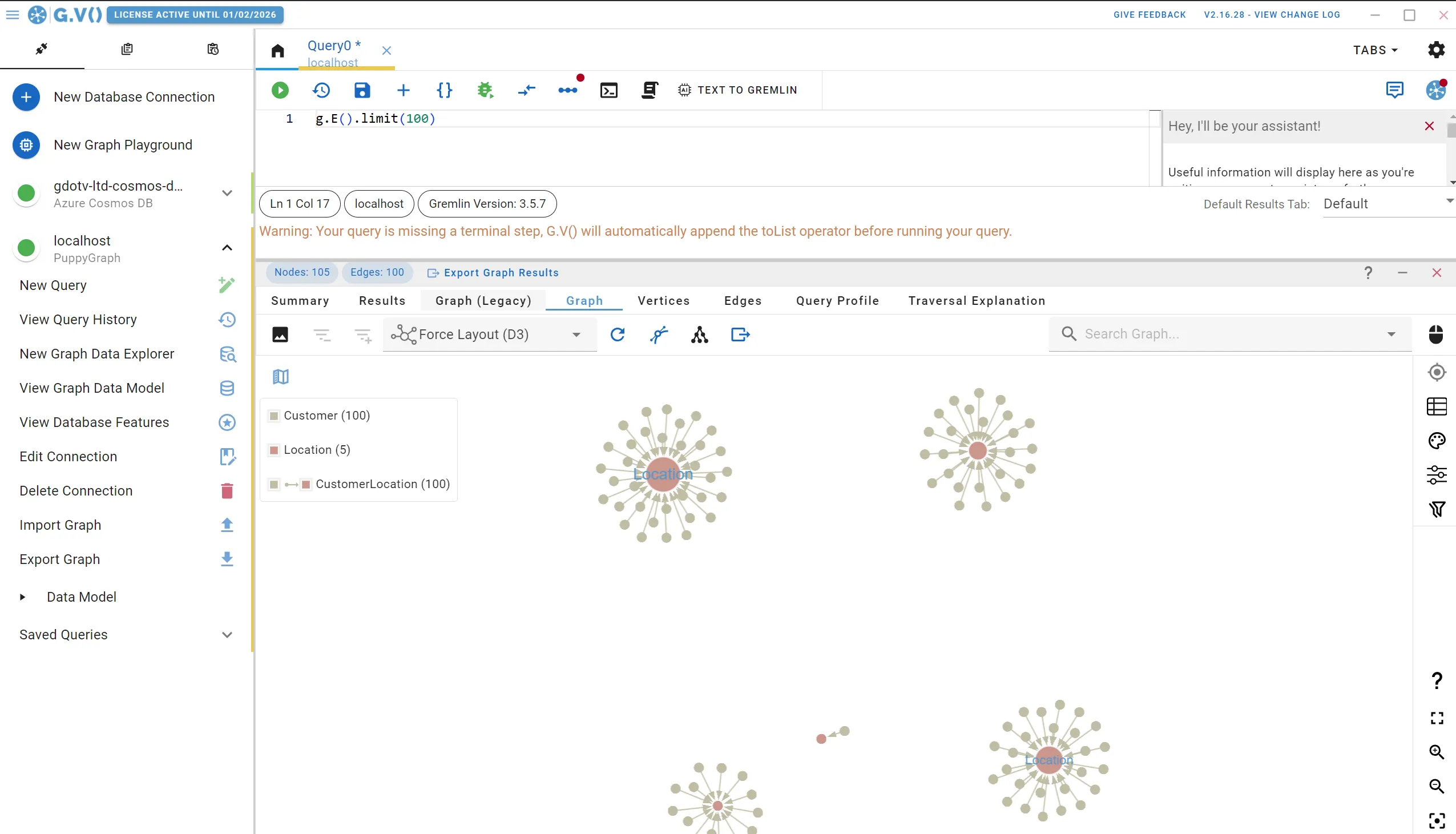 Your first PuppyGraph Gremlin query using the gdotv graph database IDE