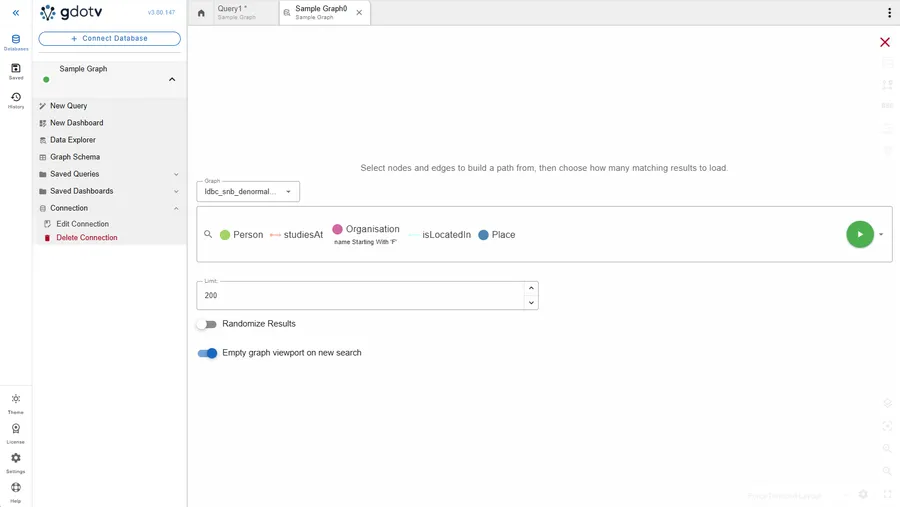 The no-code data explorer part-way through expanding a node