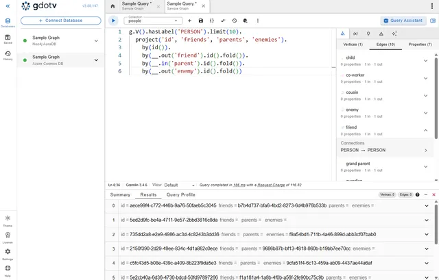 State-of-the-Art Gremlin and Cypher Editor in gdotv (screenshot)