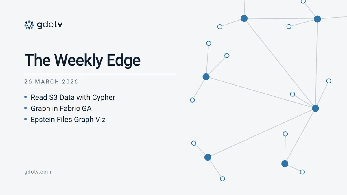 The Weekly Edge, 26 March 2026: Read S3 Data with Cypher, Graph in Fabric GA, Epstein Files Graph Viz