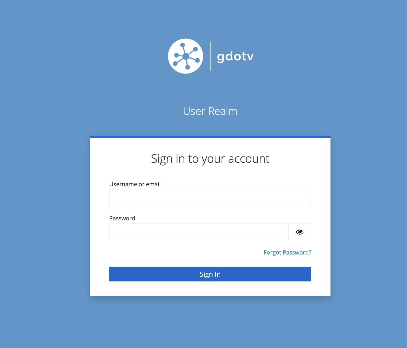 gdotv Login Screen