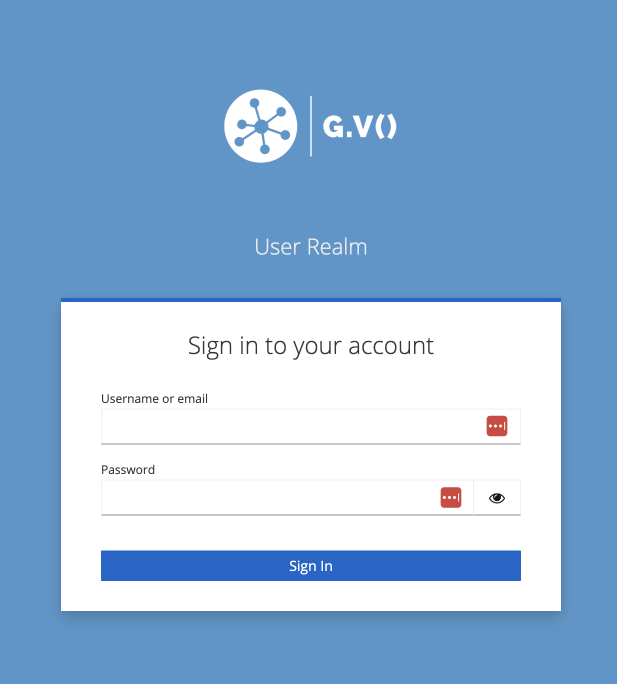 G.V() Login Screen