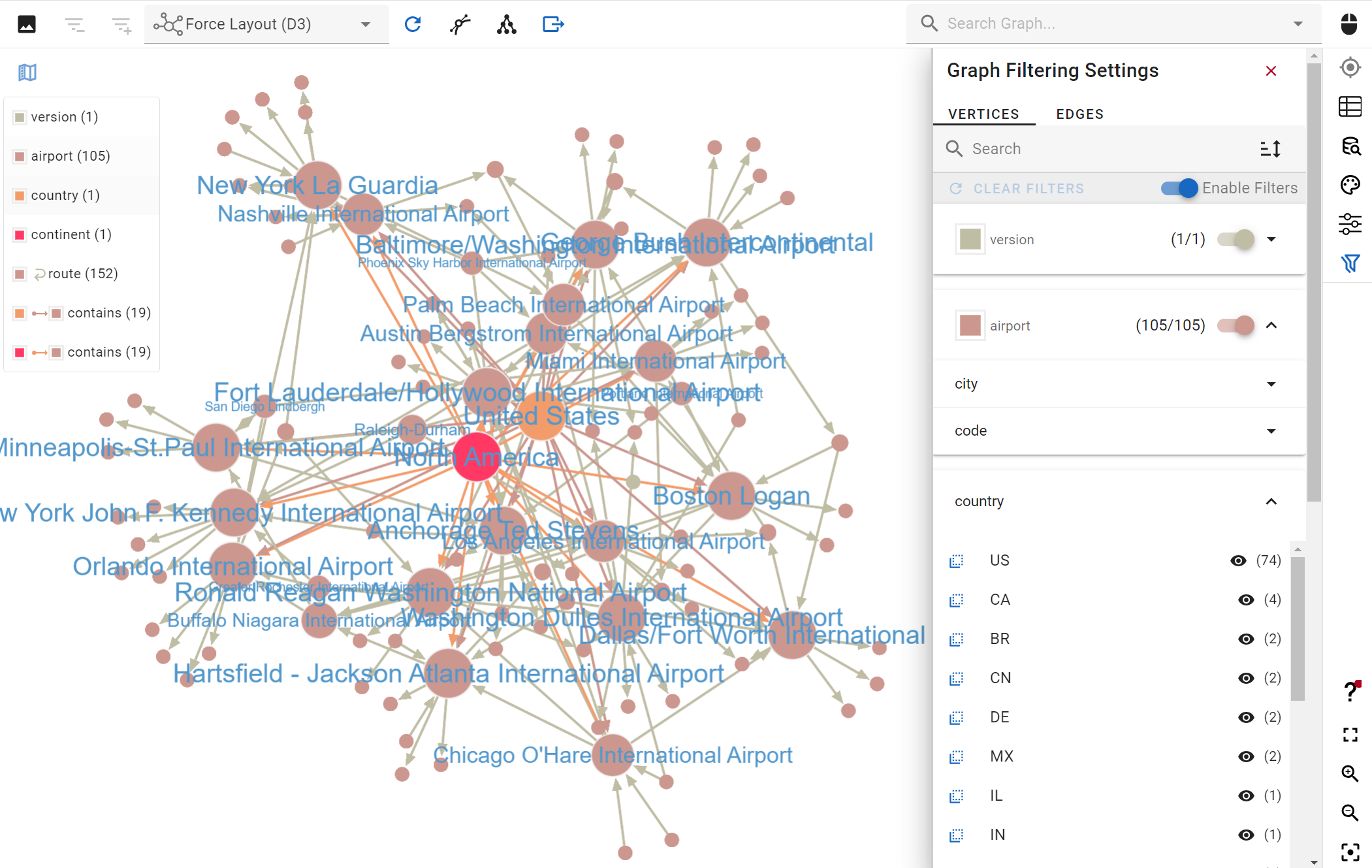 Apply additional filters on your data visualization to search nodes and edges