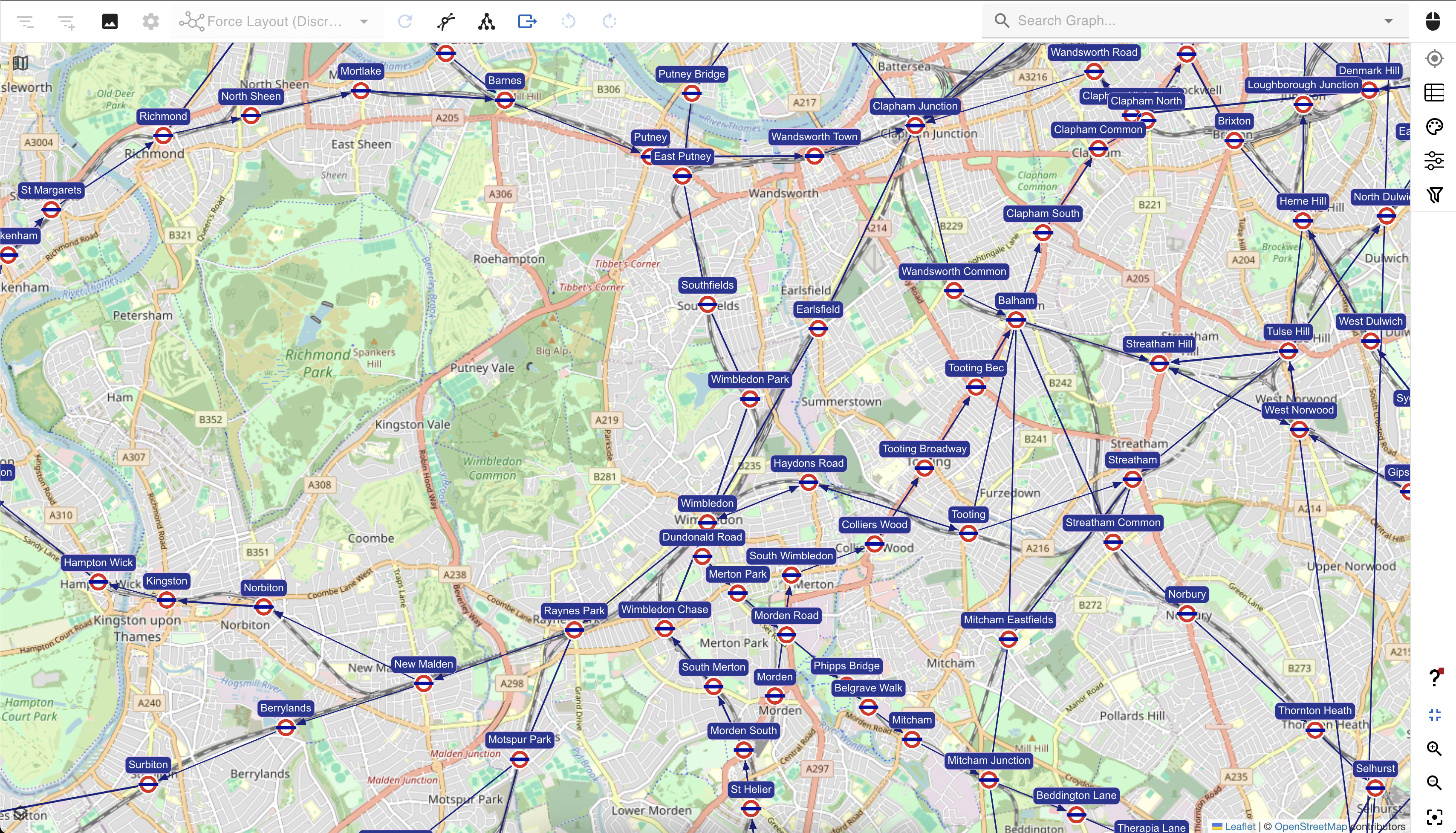 A map view of the London Underground network on G.V()