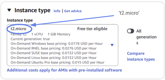 Set your instance type to 