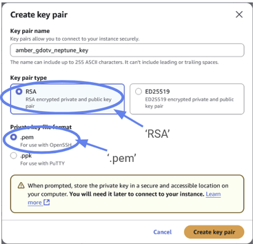 Set your key pair type to 