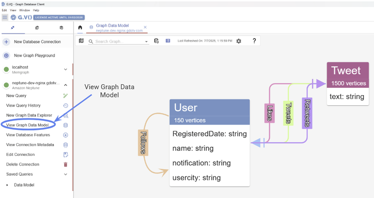 Explore the data model inside G.V().