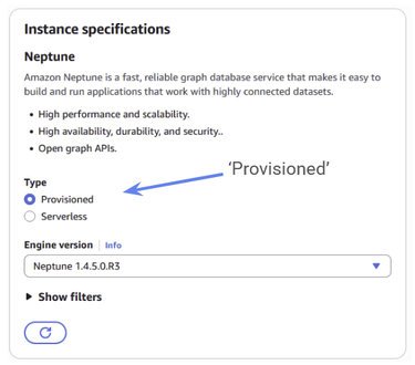 Make sure to choose Provisioned for your instance specifications.