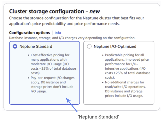 Select your cluster storage configuration - just set it to Neptune Standard.