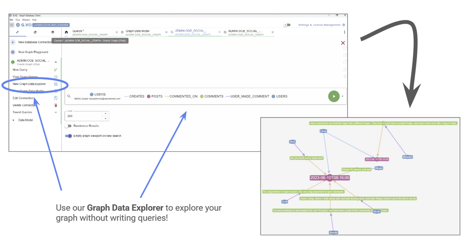 Use the Graph Data Explorer to explore your database without entering queries.