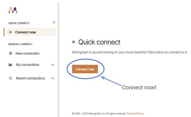 Quick connect to Memgraph Lab.