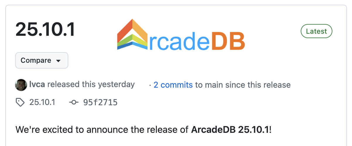 ArcadeDB graph database v25.10.1 release announcement