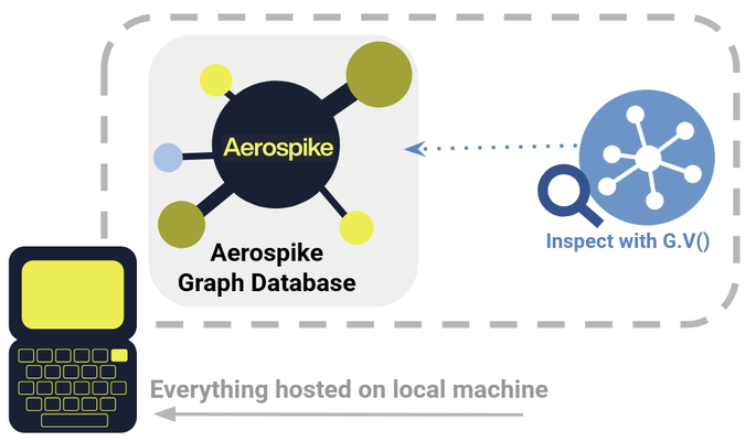 G.V() helps you inspect your connected data stored in Aerospike Graph.