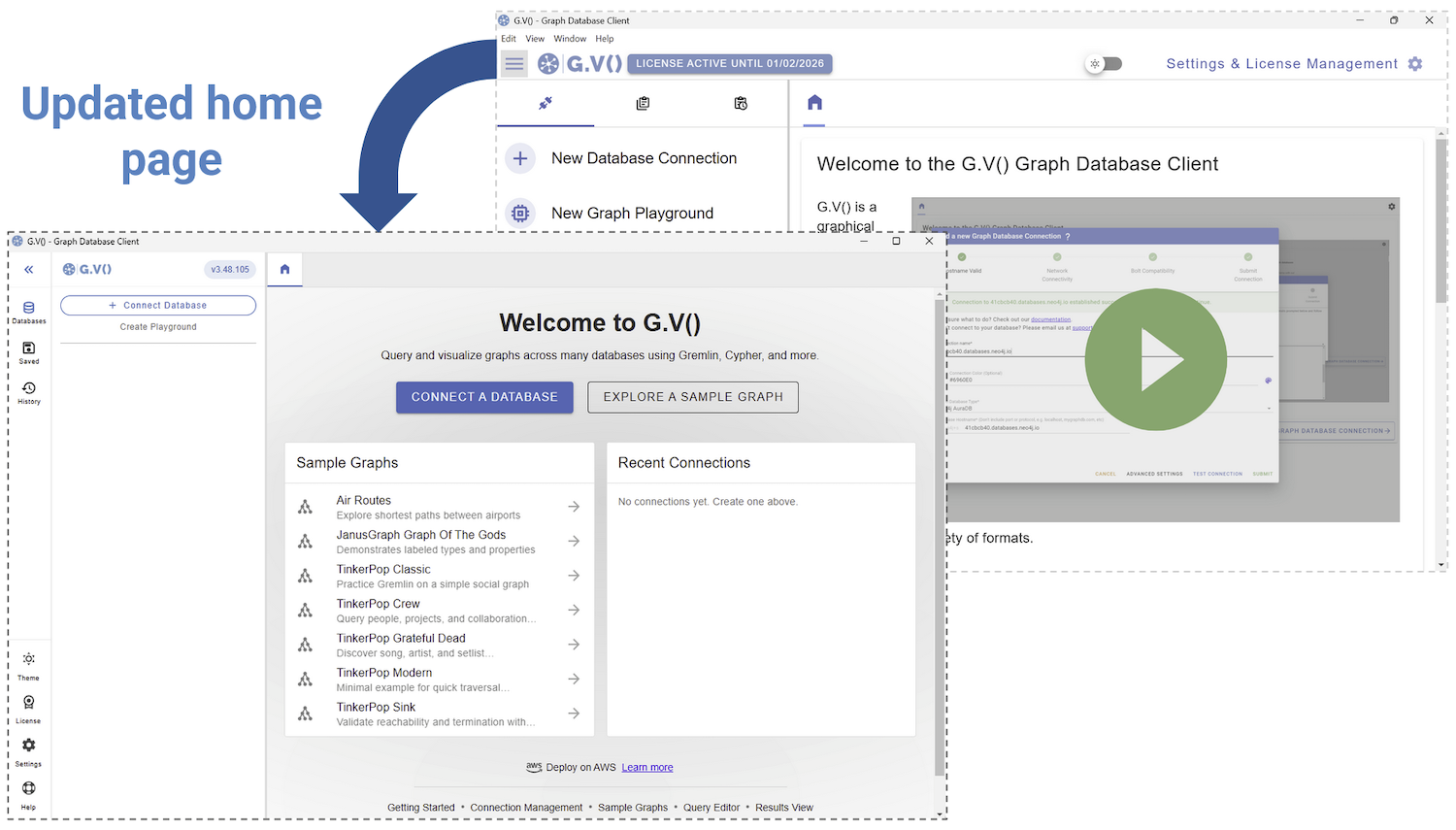 UX improvements and changes to the G.V() home page