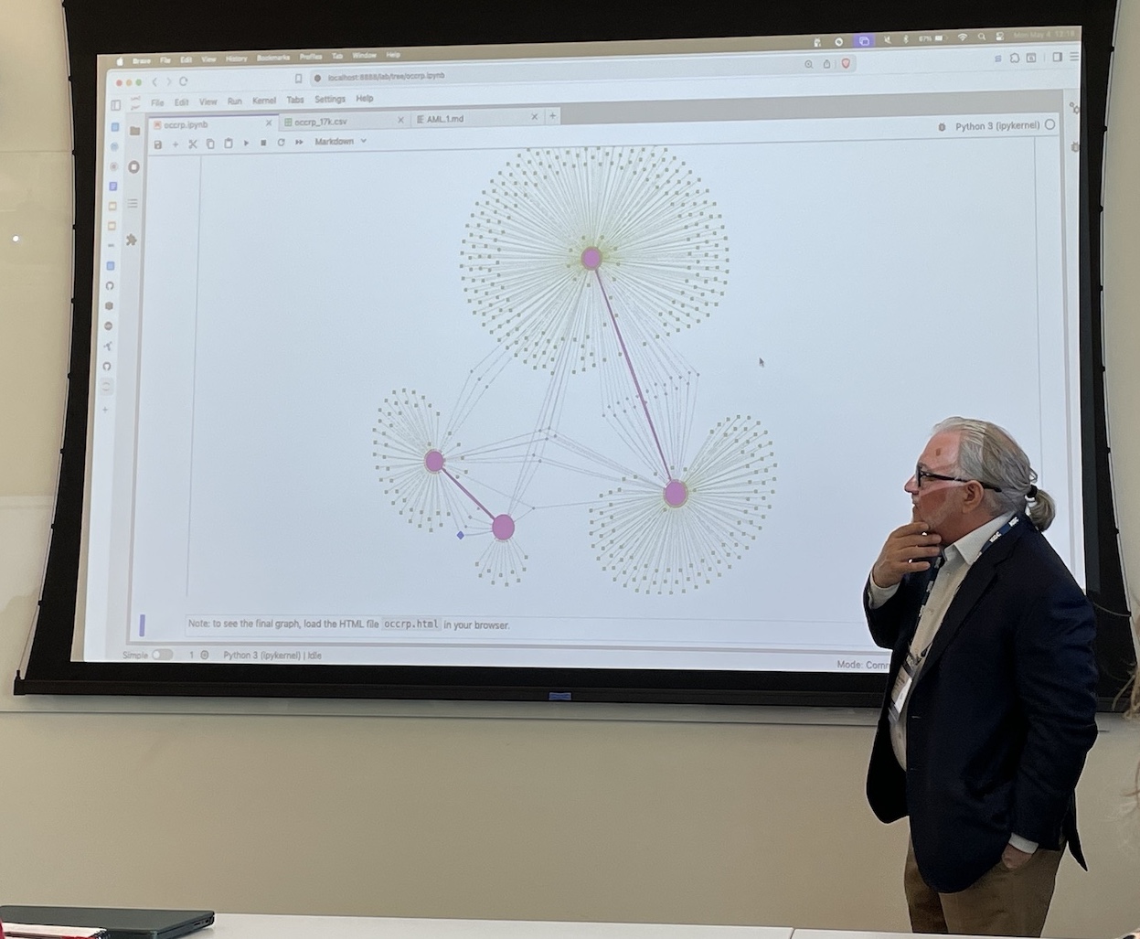 Paco Nathan from Senzing using a graph visualization for anti-money laundering